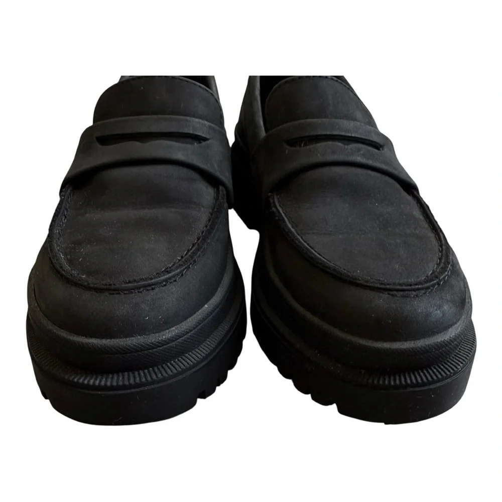 Portland Leather Goods Patina Shadow Black Zoe Chunky Loafers Size 6.5 - Picture 4 of 15